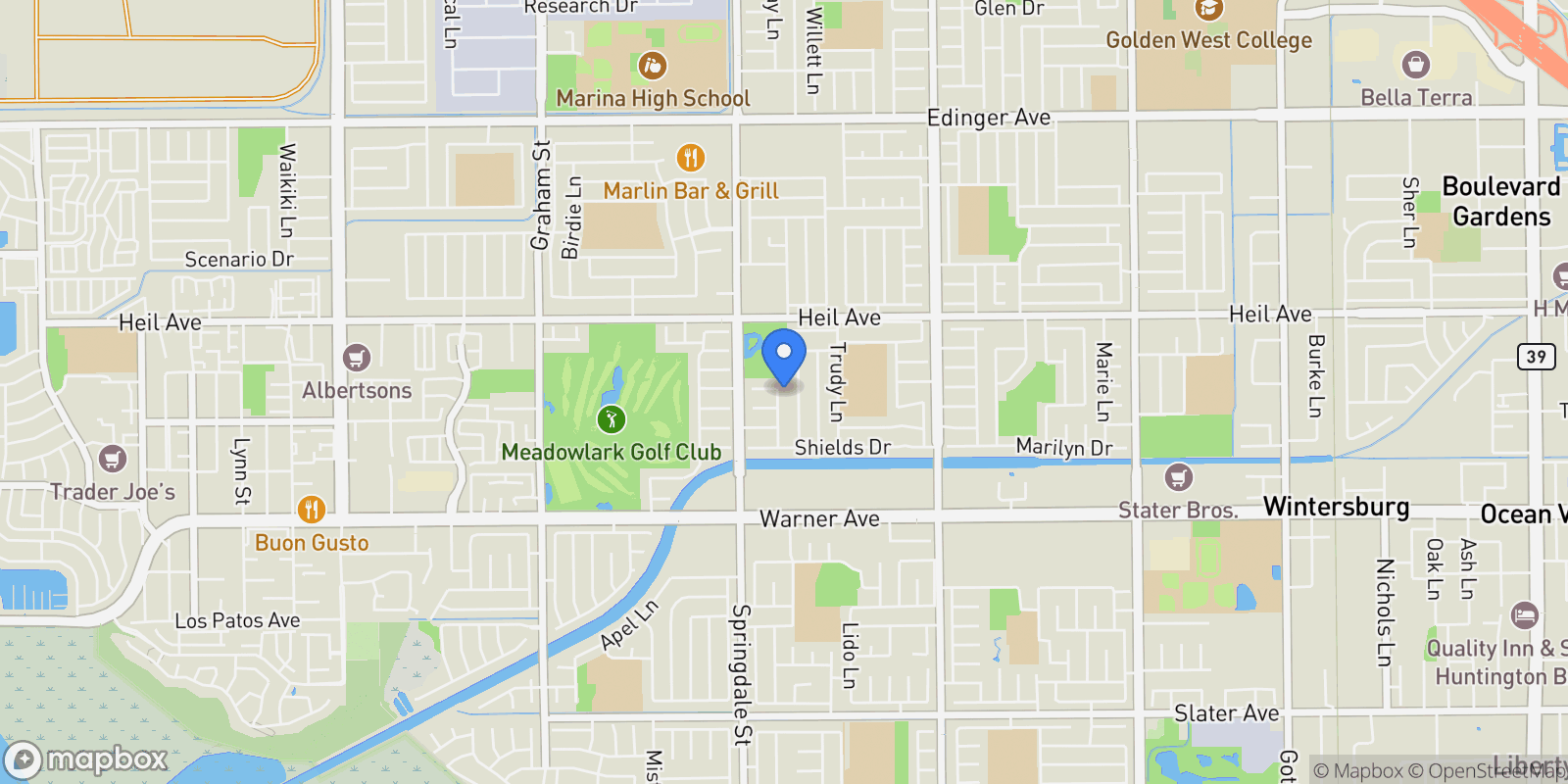 Map showing 16672 Lovell, Huntington Beach, CA, 92647, USA, Huntington Beach, California, United States.