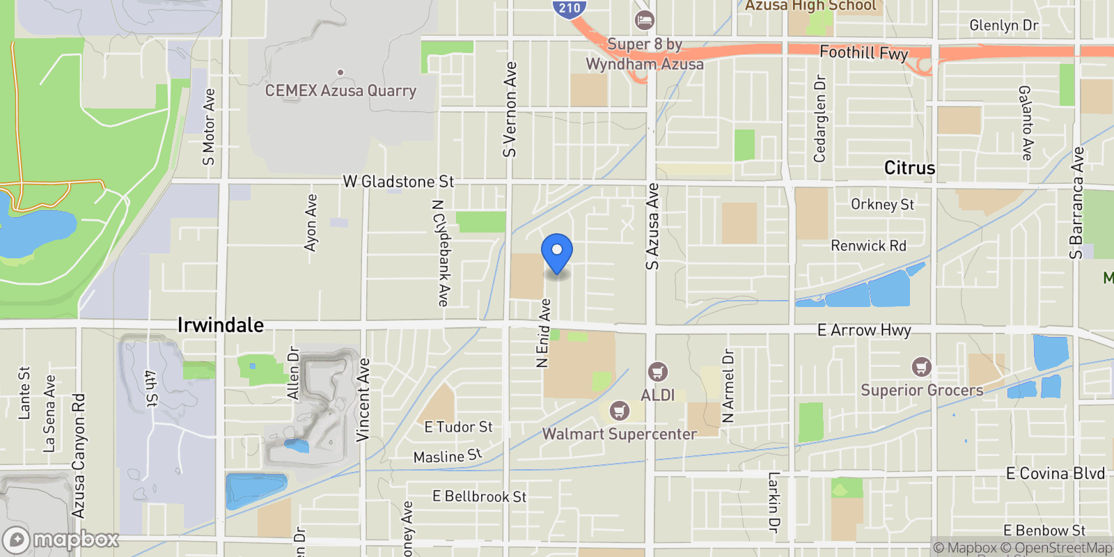 Map showing 5347 N Banewell Ave, Azusa, CA 91702, Azusa, California, United States.