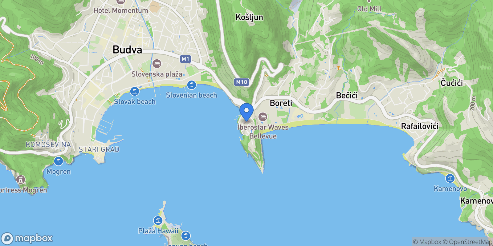 Map showing Zavala Peninsula, Dukley Gardens, Будва, Черногория 85310, Montenegro, Budva, Budva Municipality, Montenegro.