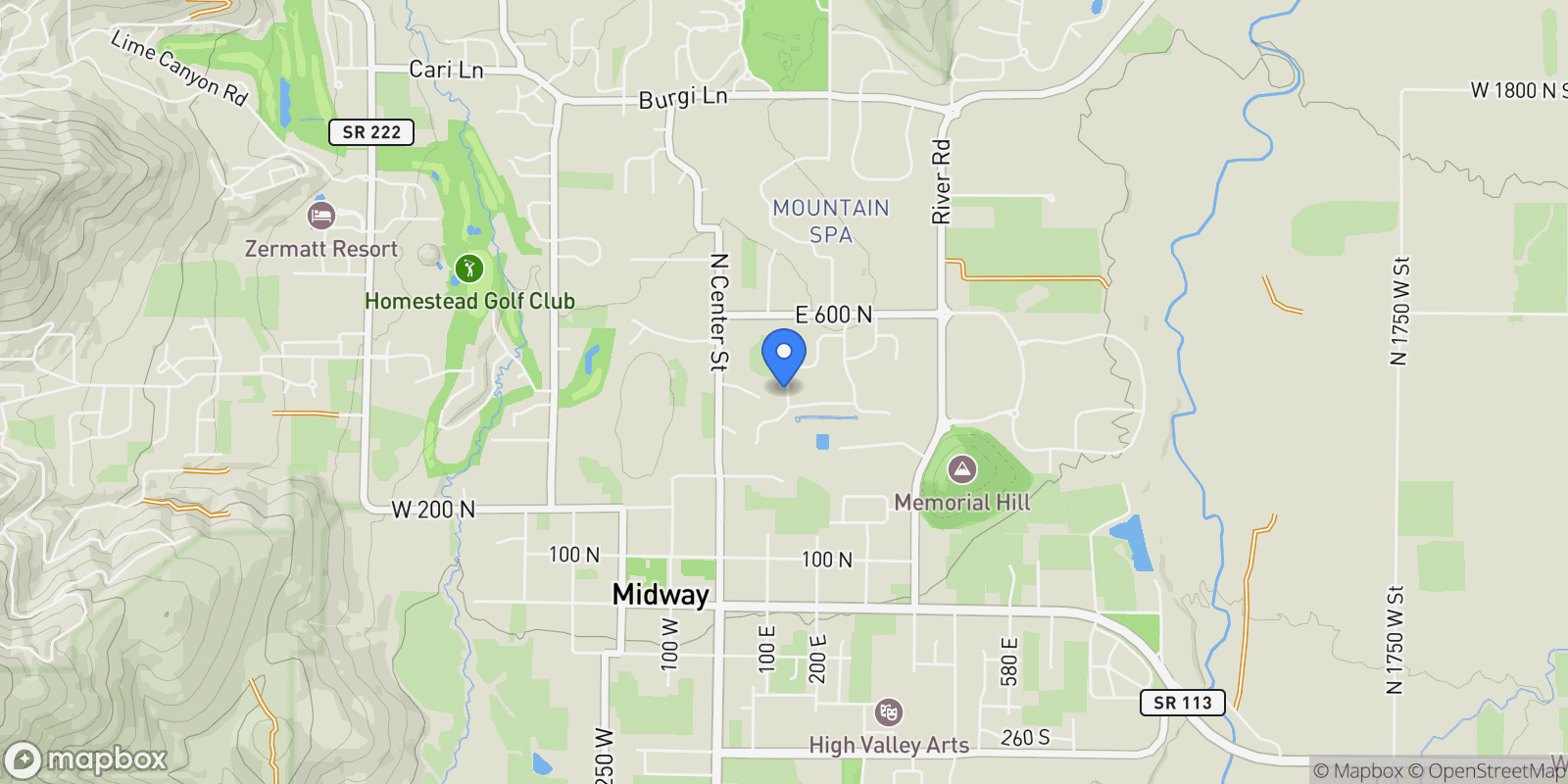 Map showing 431 N FARMHOUSE WAY, Midway, Utah, United States.