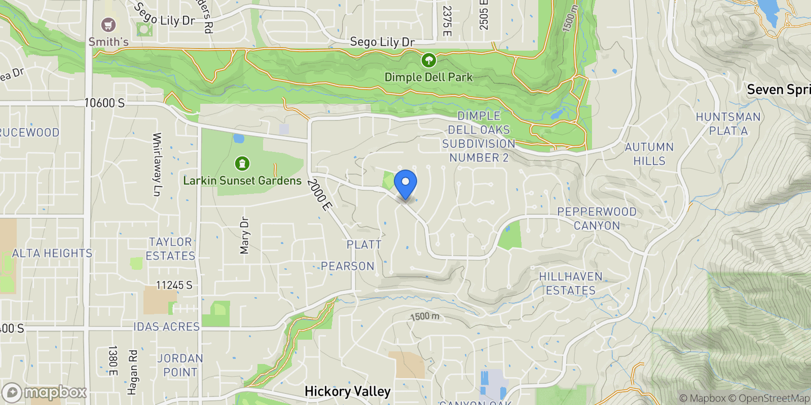 Map showing 5 QUIETWOOD LN E, Sandy, Utah, United States.