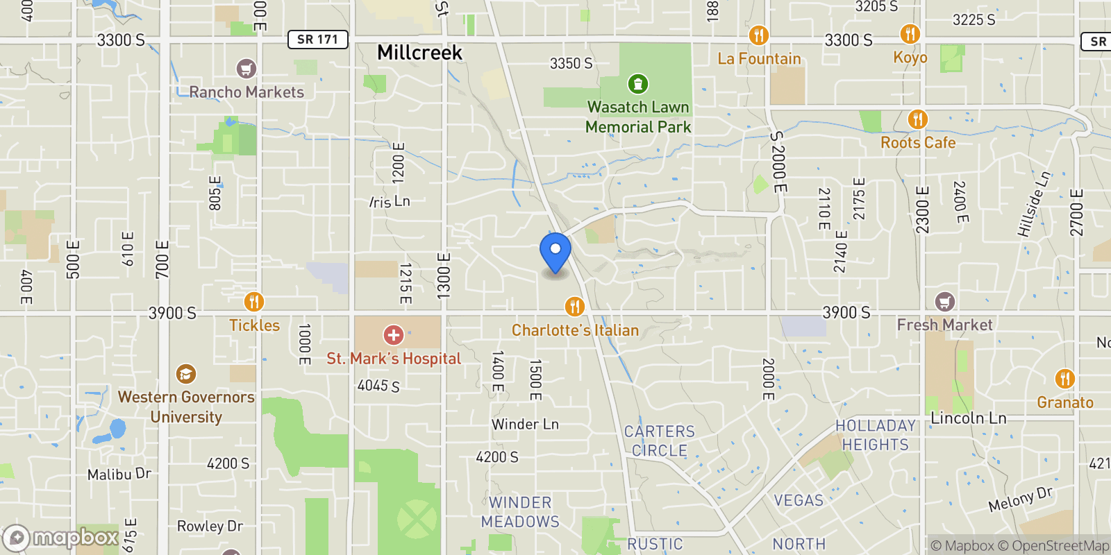 Map showing 1538 E TALO CT, Salt Lake City, Utah, United States.