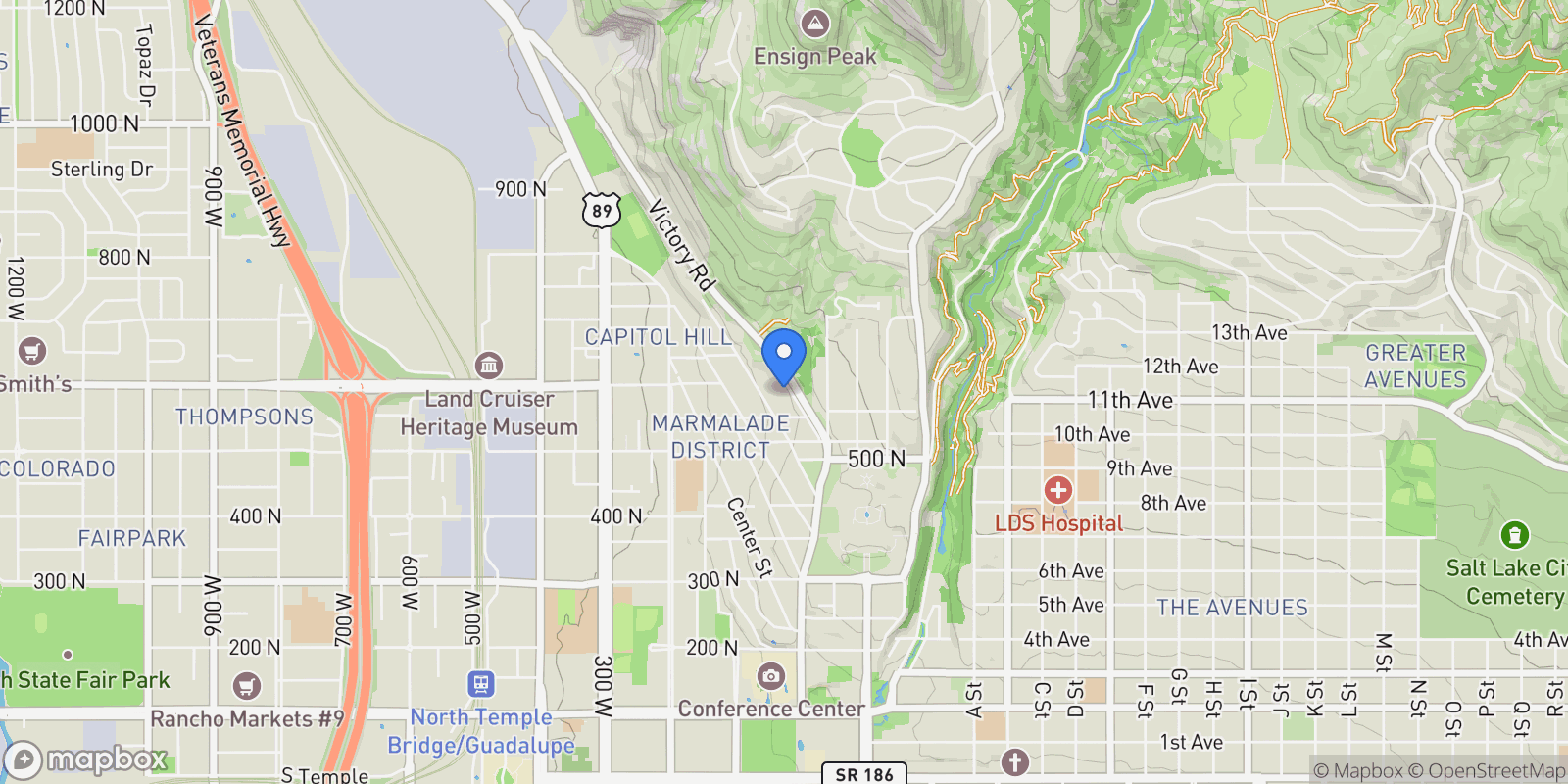 Map showing 603 N DARWIN ST E, Salt Lake City, Utah, United States.