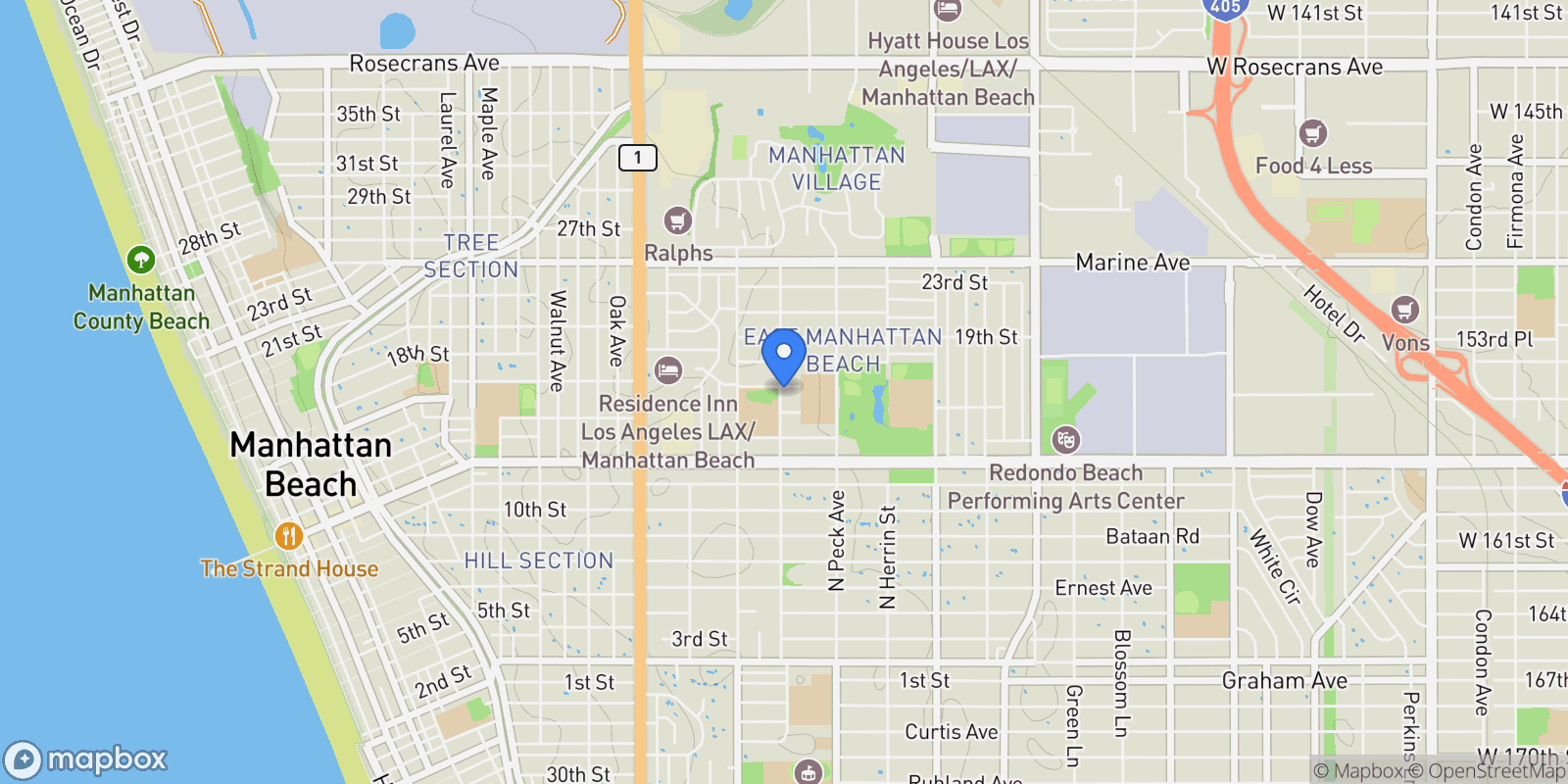 Map showing 1400 17th Street, Manhattan Beach, CA, 90266, USA, Manhattan Beach, California, United States.