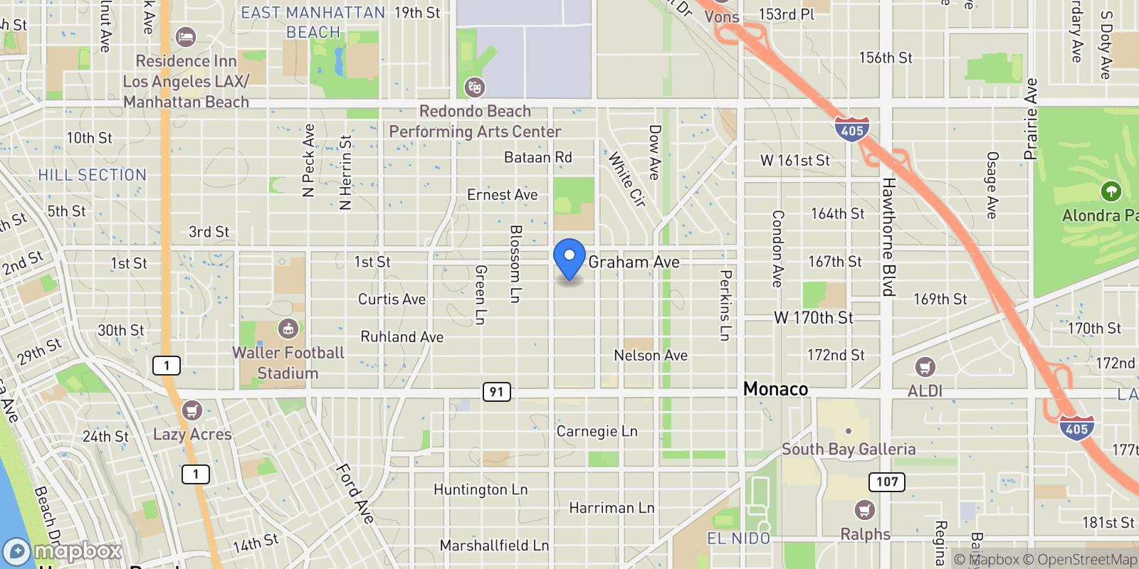 Map showing 2212 Gates Avenue, #A, Redondo Beach, CA, 90278, USA, Torrance, California, United States.