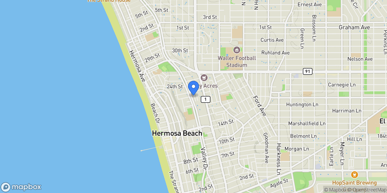 Map showing 2007 Ava Avenue, Hermosa Beach, CA, 90254, USA, Hermosa Beach, California, United States.