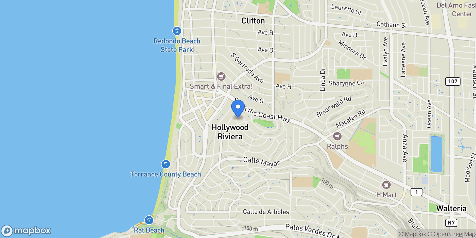 Map showing 118 Via Buena Ventura, Redondo Beach, CA, 90277, USA, Torrance, California, United States.