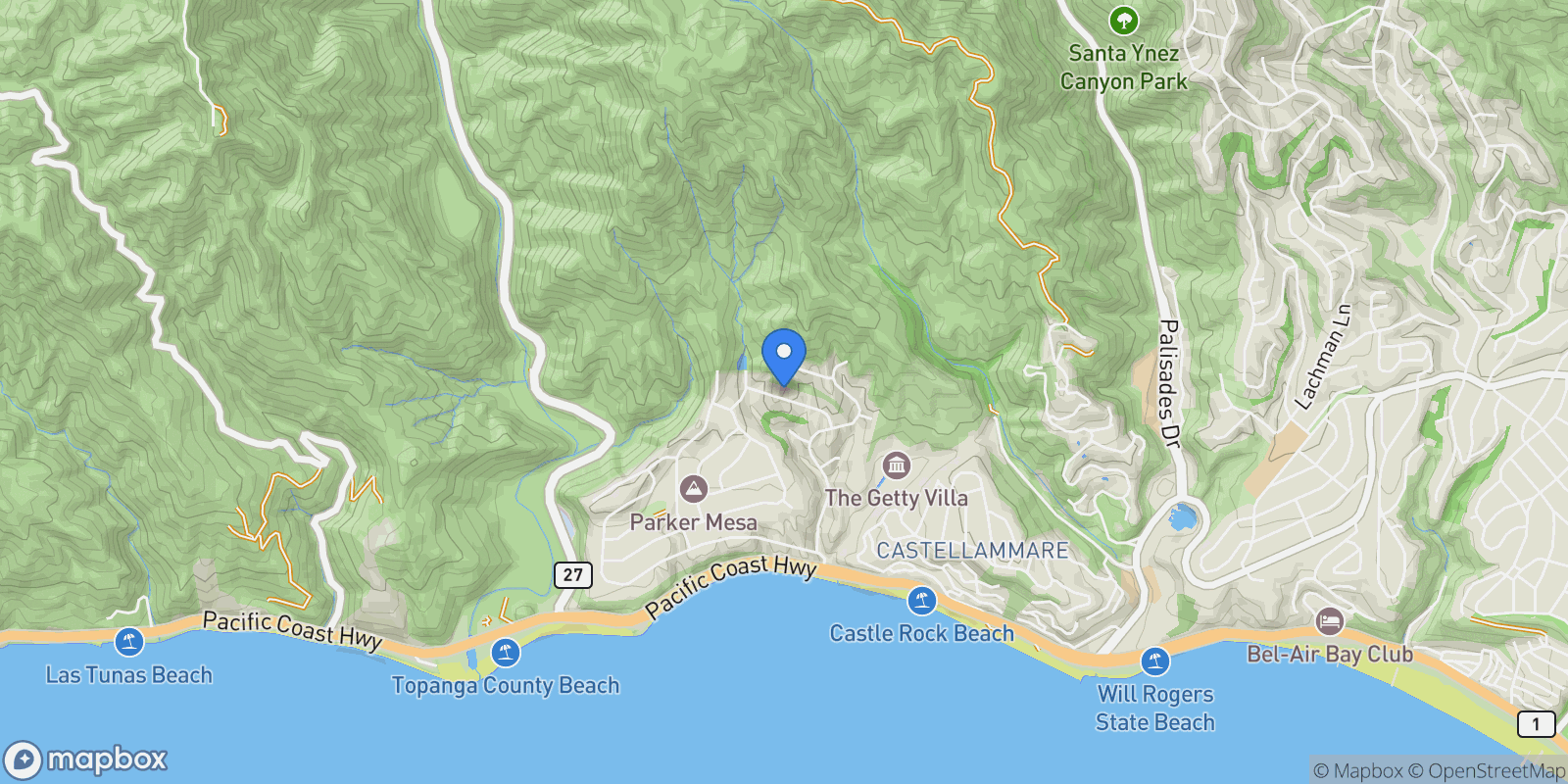 Map showing 18073 Sandy Cape Dr, Pacific Palisades, CA, 90272, USA, Los Angeles, California, United States.