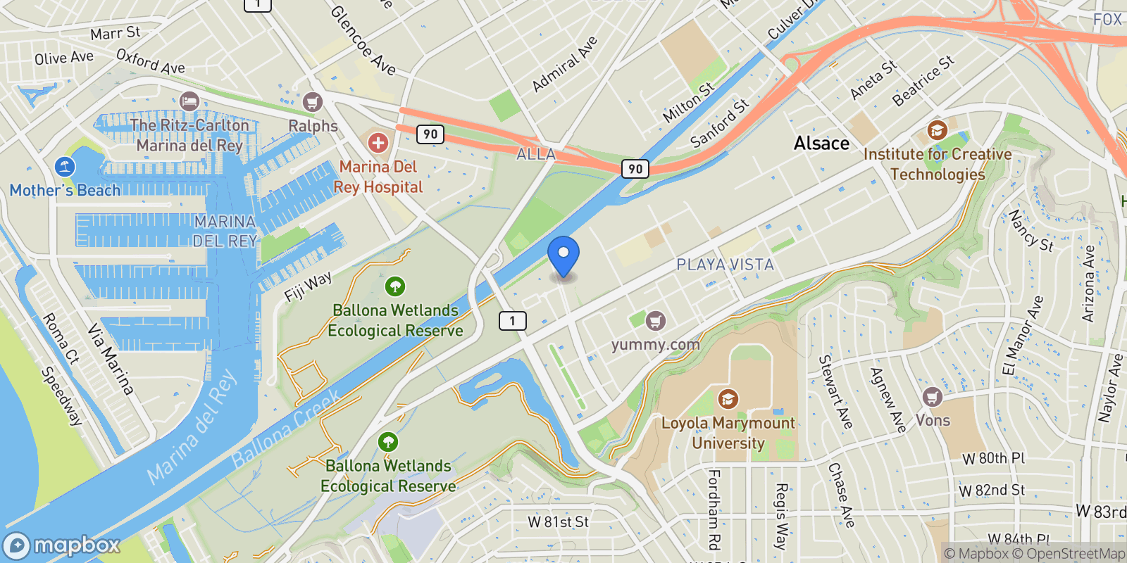 Map showing 5350 Playa Vista Dr unit:, #14, Playa Vista, CA, 90094, USA, Los Angeles, California, United States.