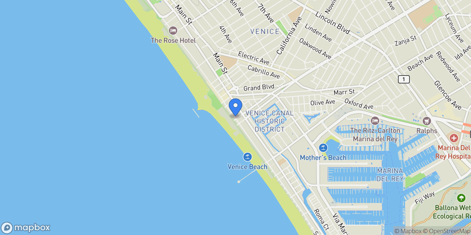 Map showing 17 N Venice Blvd, Venice, CA, 90291, USA, Los Angeles, California, United States.