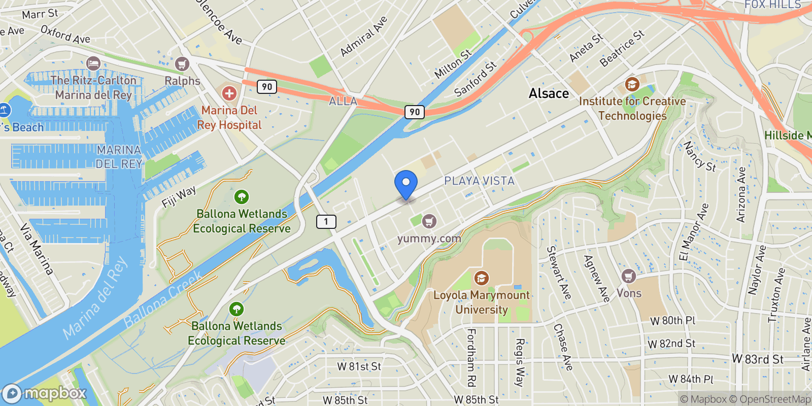 Map showing 13031 Villosa Pl, #102, Playa Vista, CA, 90094, USA, Los Angeles, California, United States.