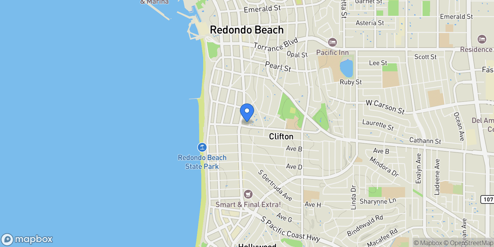 Map showing 641 S Gertruda Avenue, Redondo Beach, CA, 90277, USA, Torrance, California, United States.