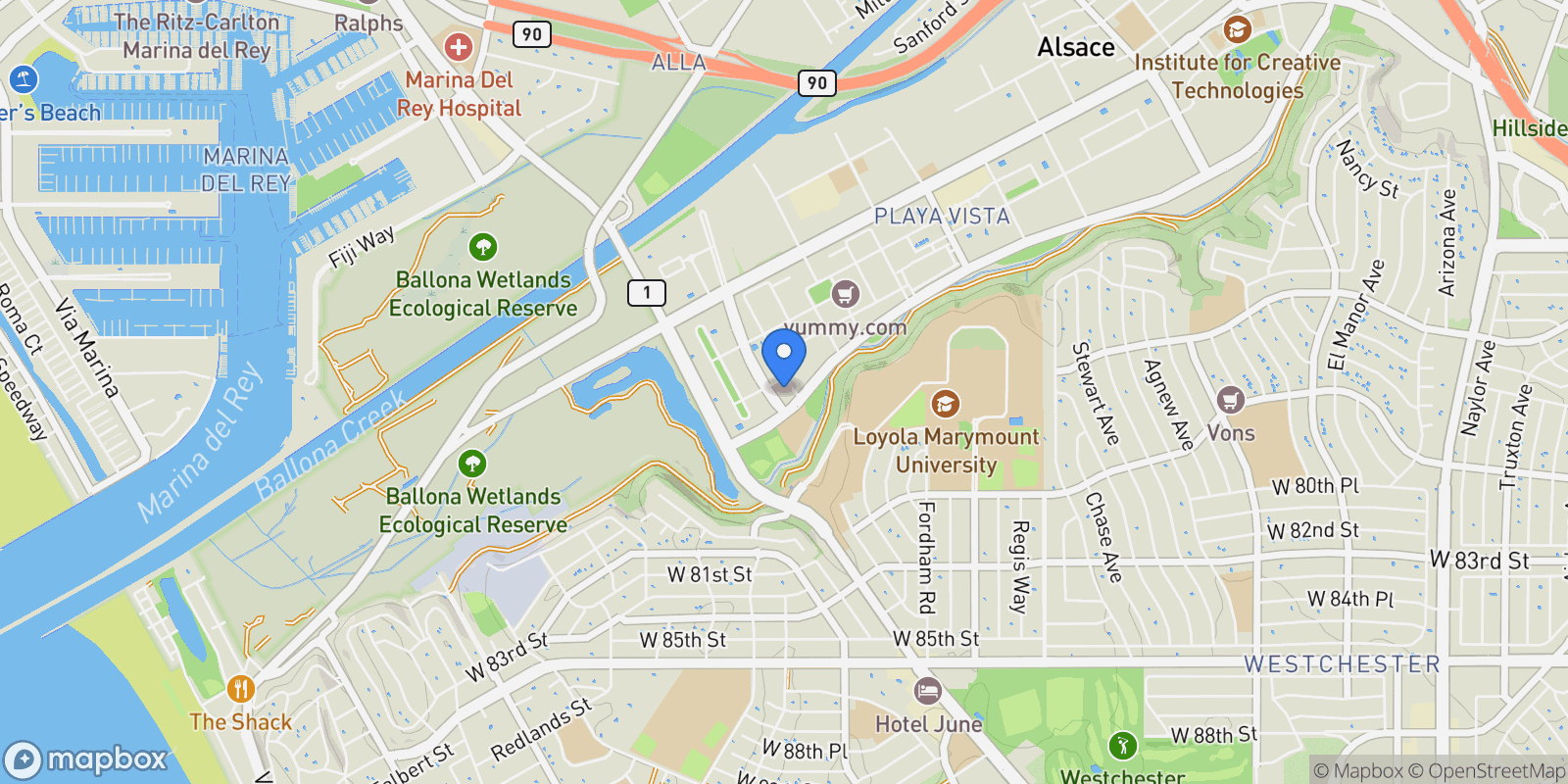 Map showing 7100 Playa Vista Dr, #406, Playa Vista, CA, 90094, USA, Los Angeles, California, United States.