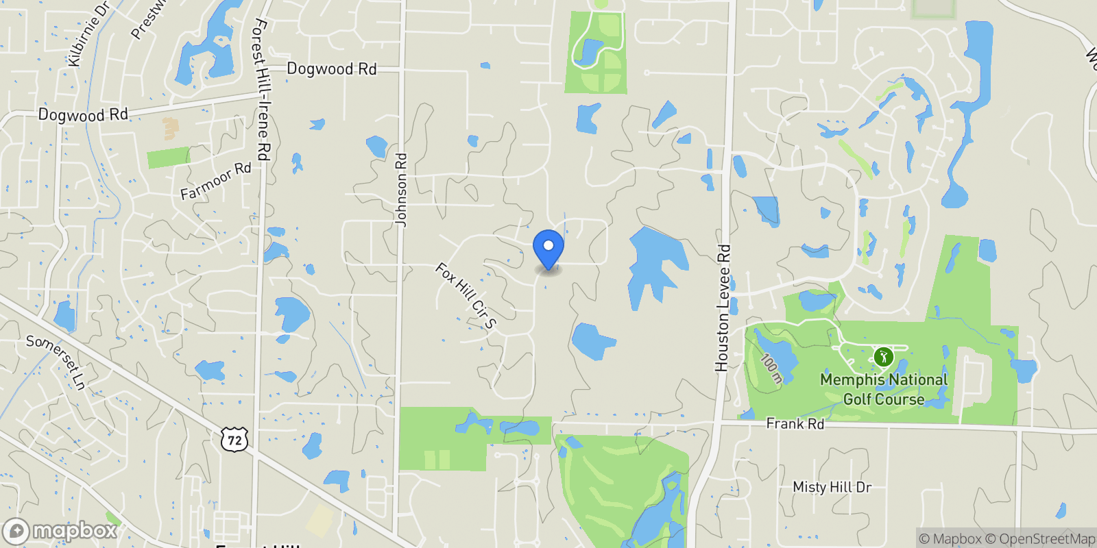 Map showing 2636 FOX HILL CIR, Germantown, TN, 38139, USA, Germantown, Tennessee, United States.