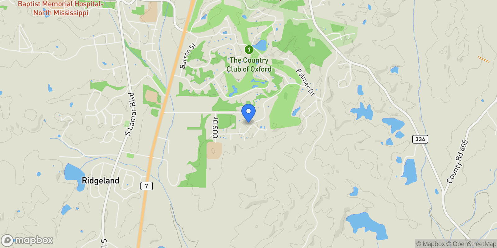 Map showing 206 Clubhouse Drive, Oxford, MS, 38655, USA, Oxford, Mississippi, United States.