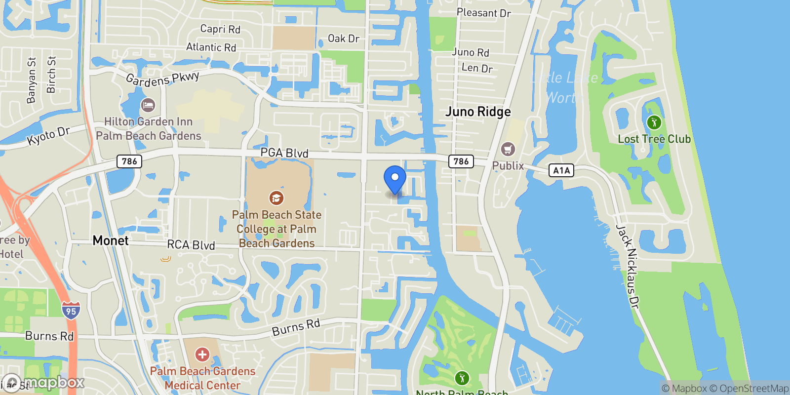 Map showing 11288 W Teach Road, Palm Beach Gardens, FL, 33410, USA, Palm Beach Gardens, Florida, United States.