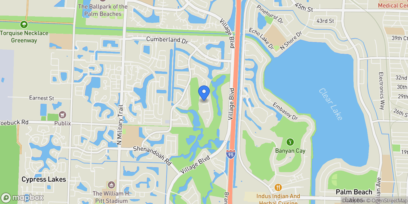 Map showing 2557 Seminole Circle, West Palm Beach, FL, 33409, USA, West Palm Beach, Florida, United States.