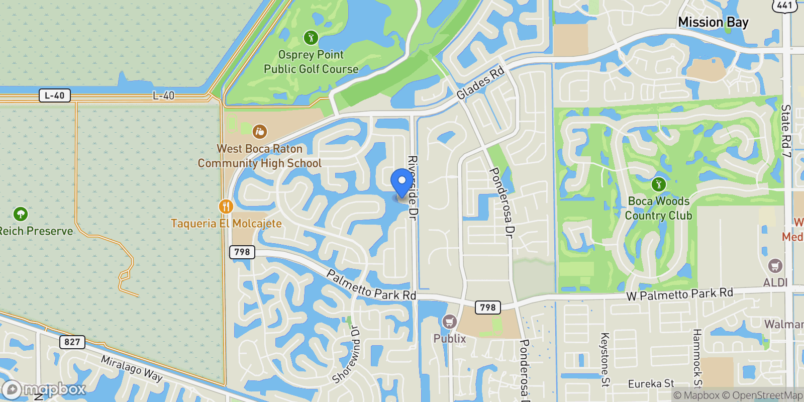 Map showing 21383 Falls Ridge Way, Boca Raton, FL, 33428, USA, Boca Raton, Florida, United States.