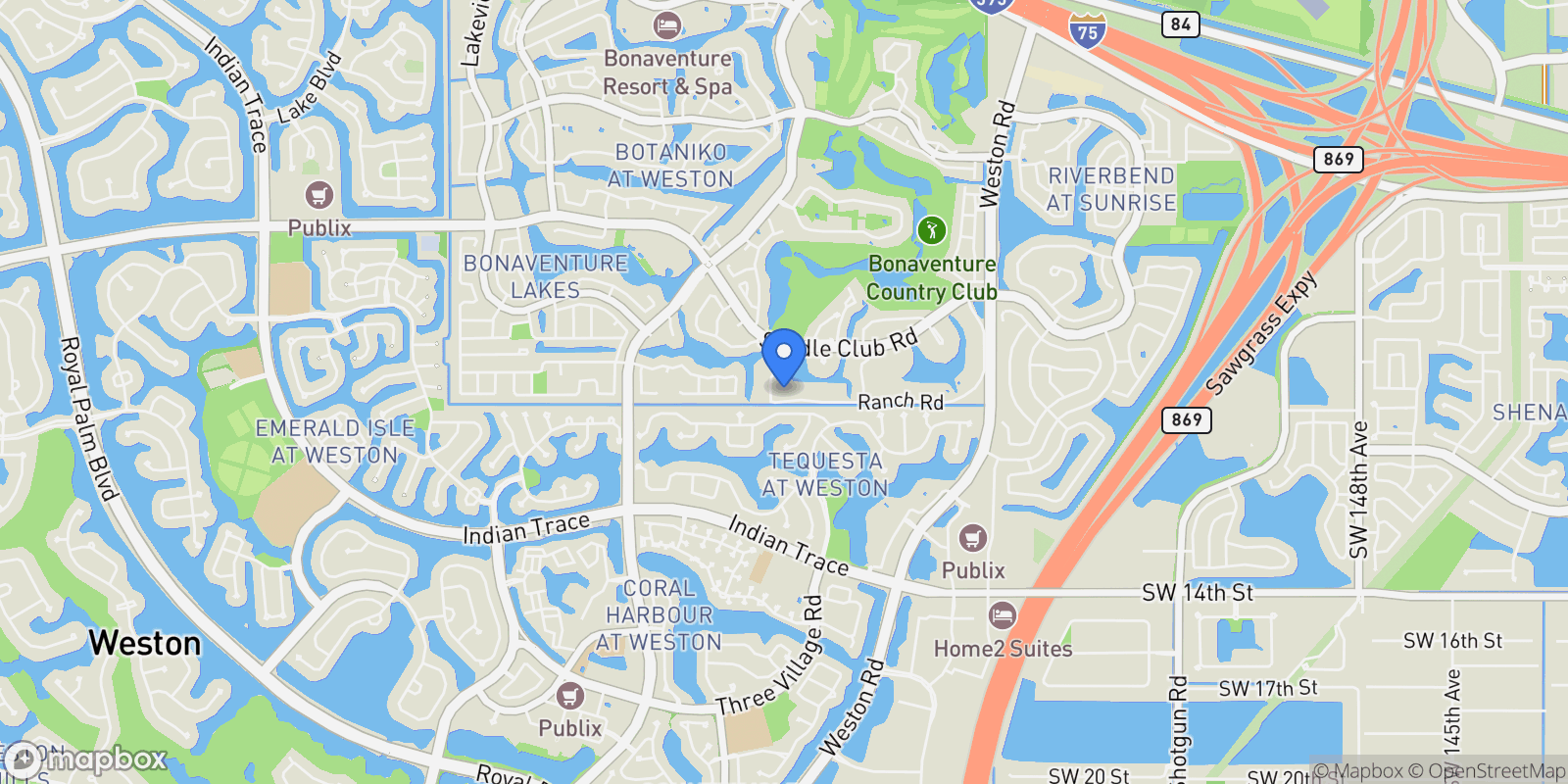 Map showing 741 Ranch Rd, Weston, FL, 33326, USA, Fort Lauderdale, Florida, United States.