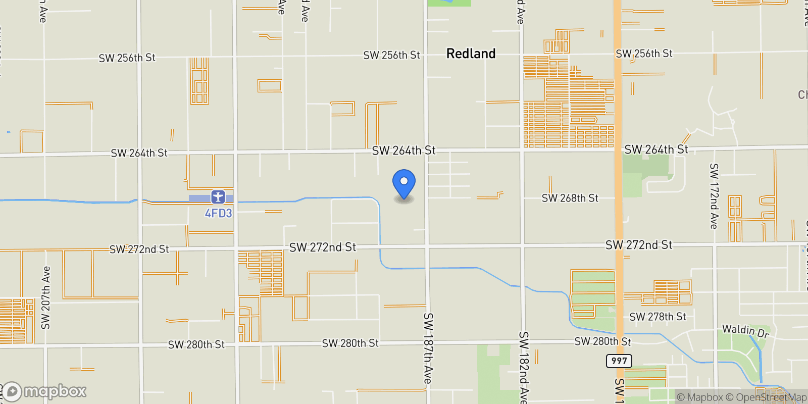 Map showing 26820 SW 187th Ave, Homestead, FL, 33031, USA, Homestead, Florida, United States.