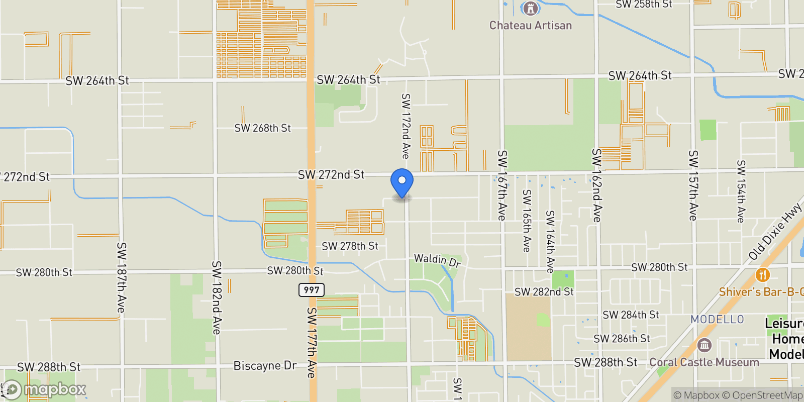 Map showing 27410 SW 172nd Ave, Homestead, FL, 33031, USA, Homestead, Florida, United States.