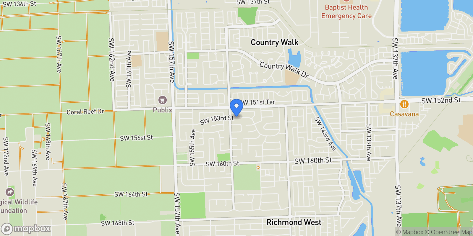 Map showing 202XX sw 151st ave, Miami, FL, 33187, USA, Miami, Florida, United States.
