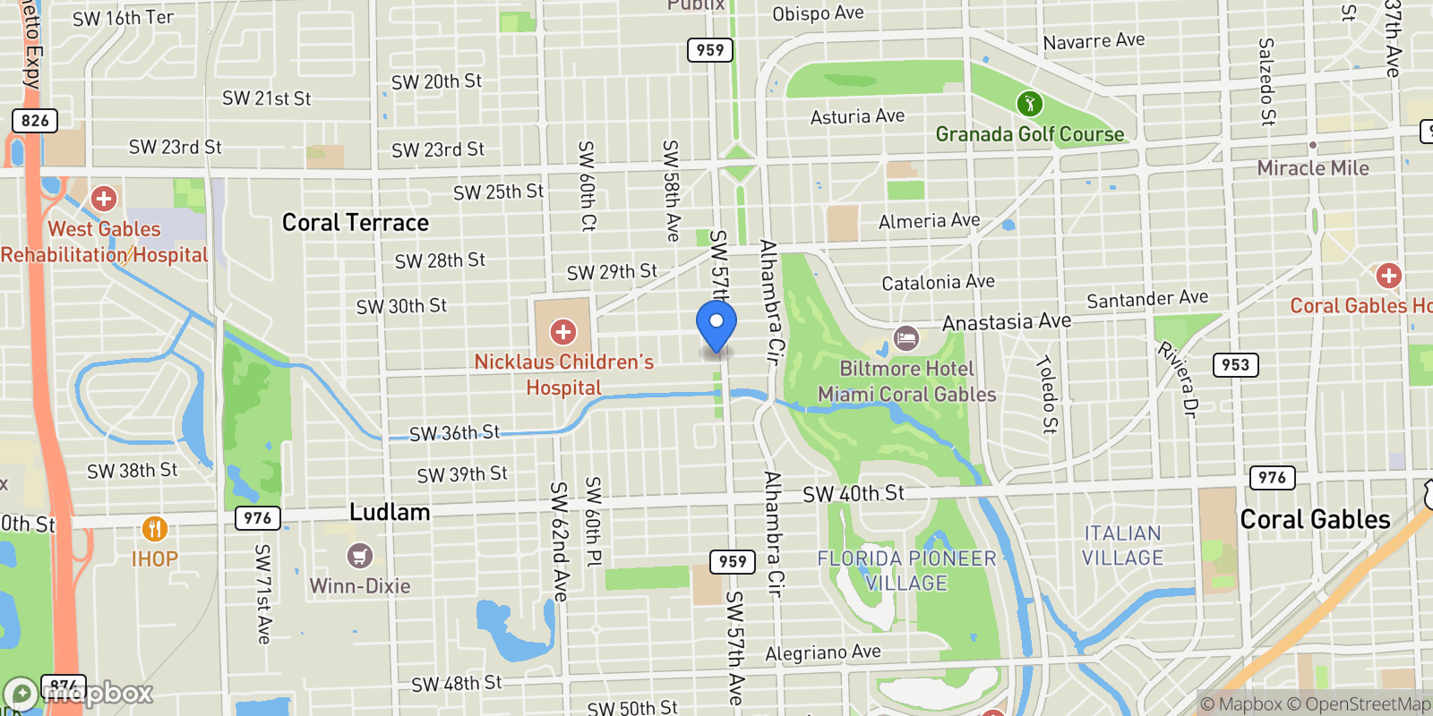 Map showing 5701 SW 33rd St, Miami, FL, 33155, USA, Miami, Florida, United States.