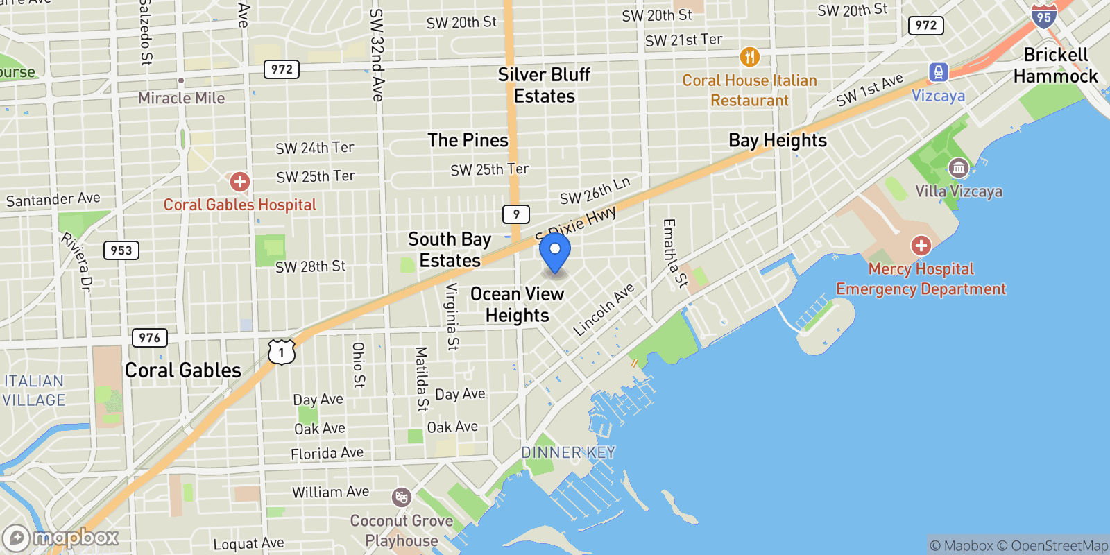 Map showing 2490 Abaco Ave, Miami, FL, 33133, USA, Miami, Florida, United States.