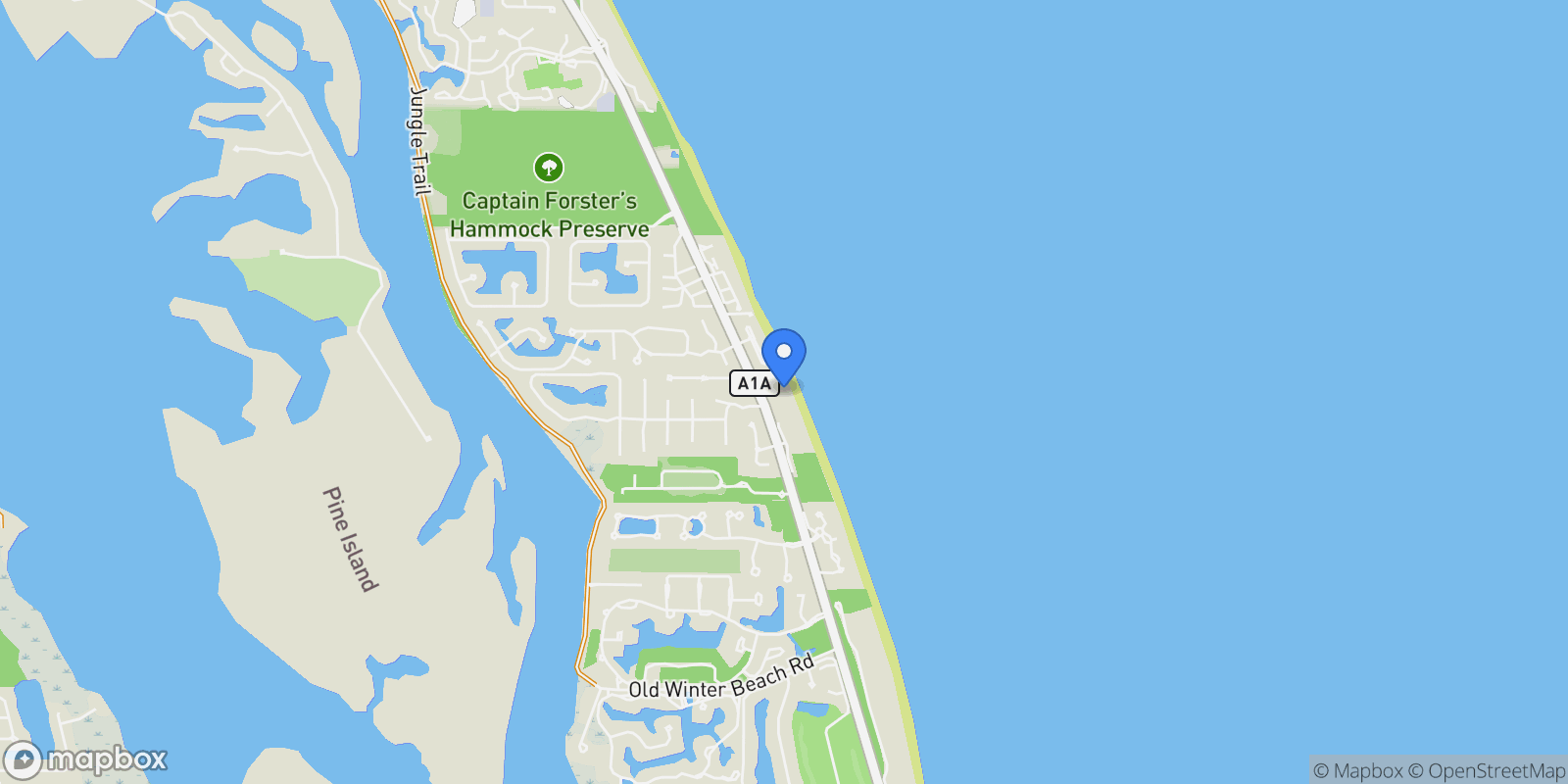 Map showing 10 Ocean Lane, Vero Beach, FL, 32963, USA, Vero Beach, Florida, United States.