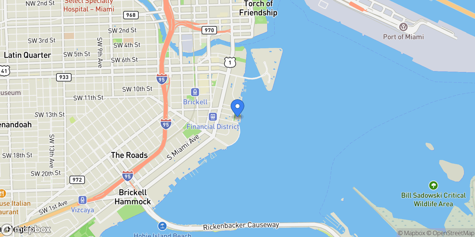 Map showing 1331 Brickell Bay Dr 1609, Miami, FL, 33131, USA, Miami, Florida, United States.