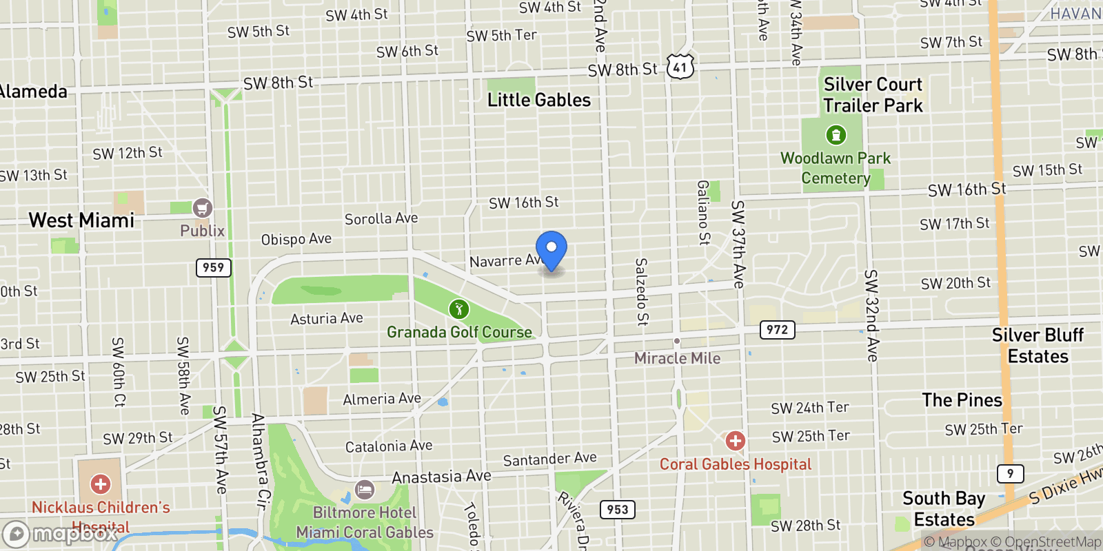 Map showing 536 Minorca Ave, Coral Gables, FL, 33134, USA, Coral Gables, Florida, United States.