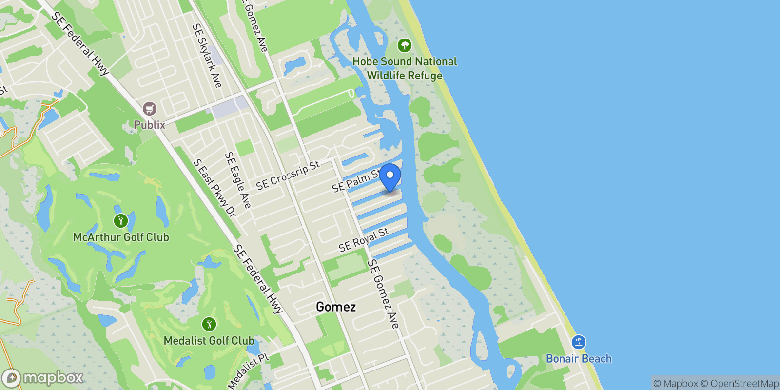 Map showing 8551 SE Driftwood Street, Hobe Sound, FL, 33455, USA, Hobe Sound, Florida, United States.