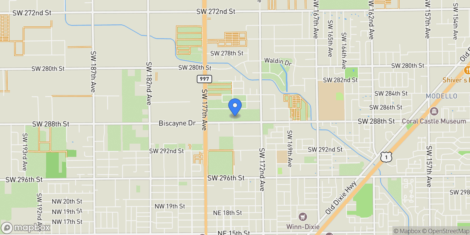 Map showing 17372 SW 287th, Homestead, FL, 33030, USA, Homestead, Florida, United States.