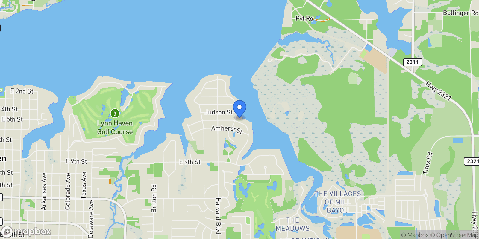 Map showing 1037 N Bay Drive, Lynn Haven, FL 32444, Lynn Haven, Florida, United States.