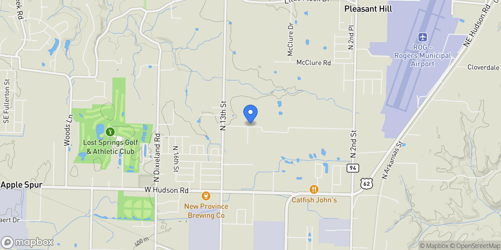Map showing 1219 Stratton Road, Rogers, AR 72756, Rogers, Arkansas, United States.