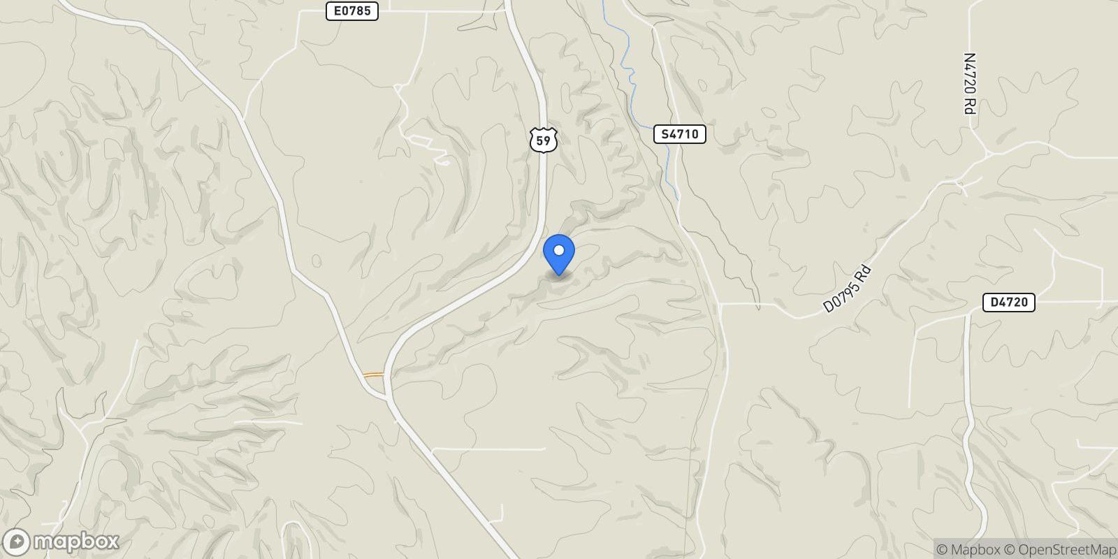 Map showing 79001 Hwy 59, Stilwell, OK 74960, Stilwell, Oklahoma, United States.