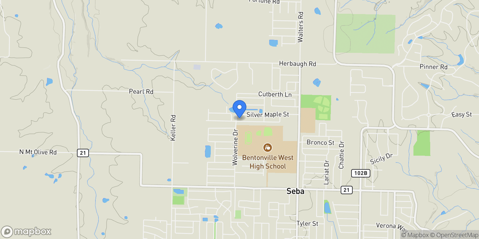 Map showing 1260 Red Maple Street, Centerton, AR 72719, Centerton, Arkansas, United States.