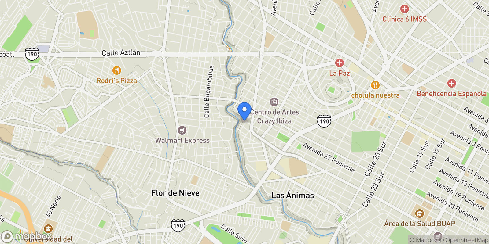 Map showing 49 SUR 2787, Ampliación Reforma 72160 Puebla Puebla México, Puebla, Puebla, Mexico.