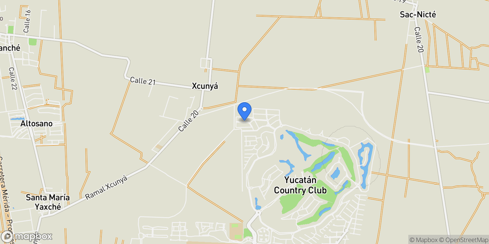 Map showing 70 102  , Yucatán Country Club , 97308 Mérida, Yucatán, México, Yucatán Country Club, Yucatan, Mexico.