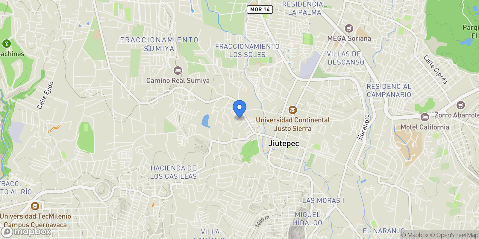 Map showing 3a privada la Nopalera s/n  , La Nopalera , 62564 Jiutepec, Morelos, México, Jiutepec, Morelos, Mexico.