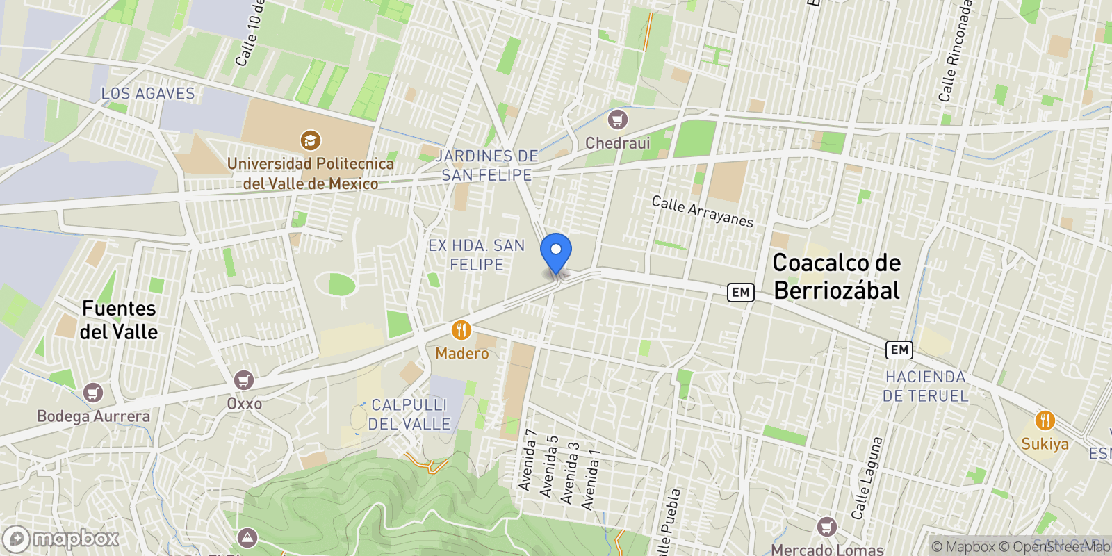 Map showing AV JOSE LOPEZ PORTILLO S/N, San Francisco Coacalco 55700 Coacalco de Berriozábal México México, Coacalco, State of Mexico, Mexico.