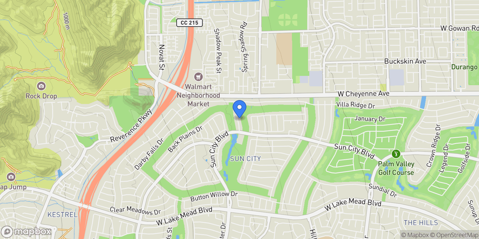 Map showing 3024 Highland Falls Drive, Las Vegas, Nevada, United States.