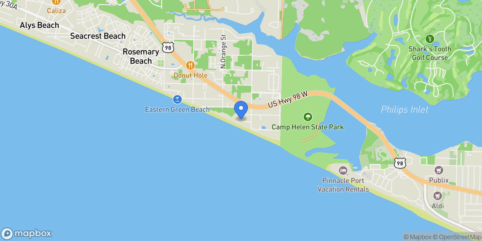 Map showing Rosemary Beach, Florida, United States.