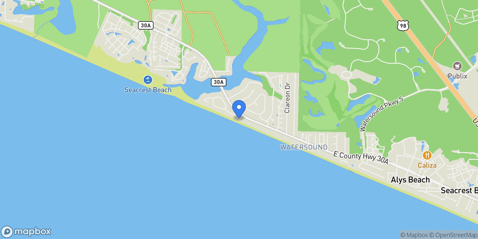 Map showing Rosemary Beach, Florida, United States.