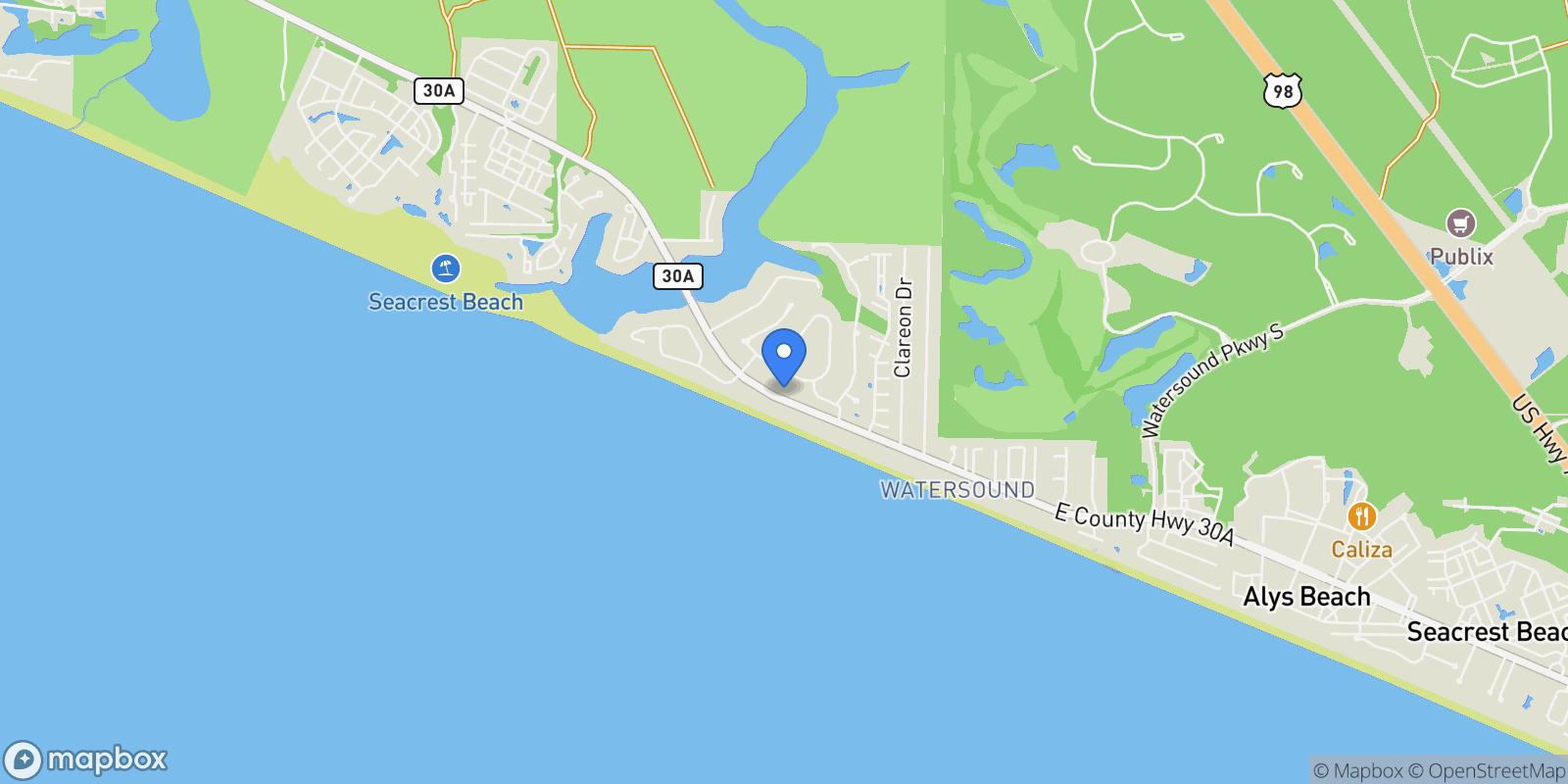 Map showing Rosemary Beach, Florida, United States.