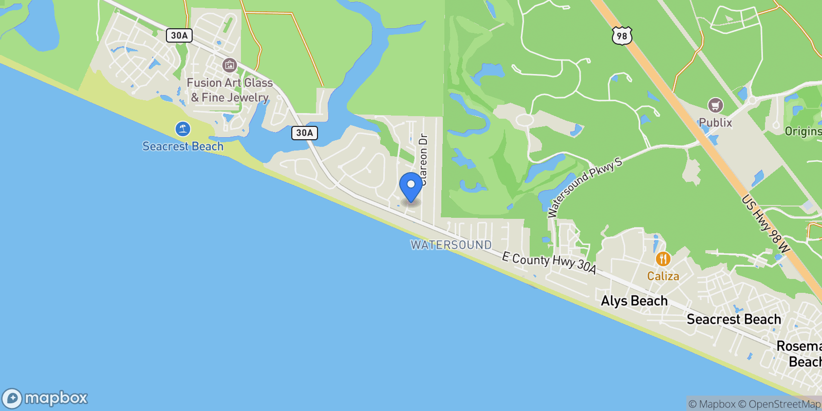 Map showing Rosemary Beach, Florida, United States.