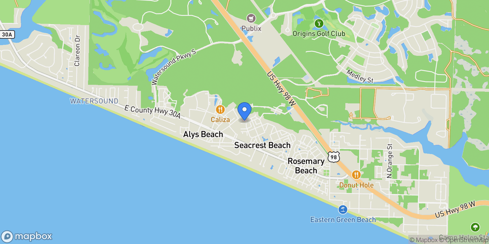 Map showing Rosemary Beach, Florida, United States.