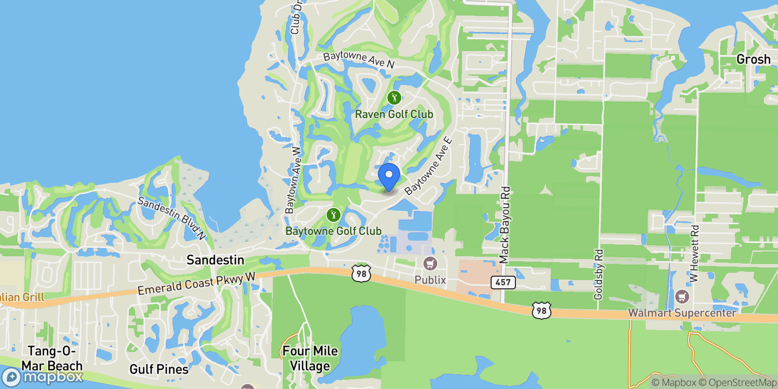Map showing Miramar Beach, Florida, United States.