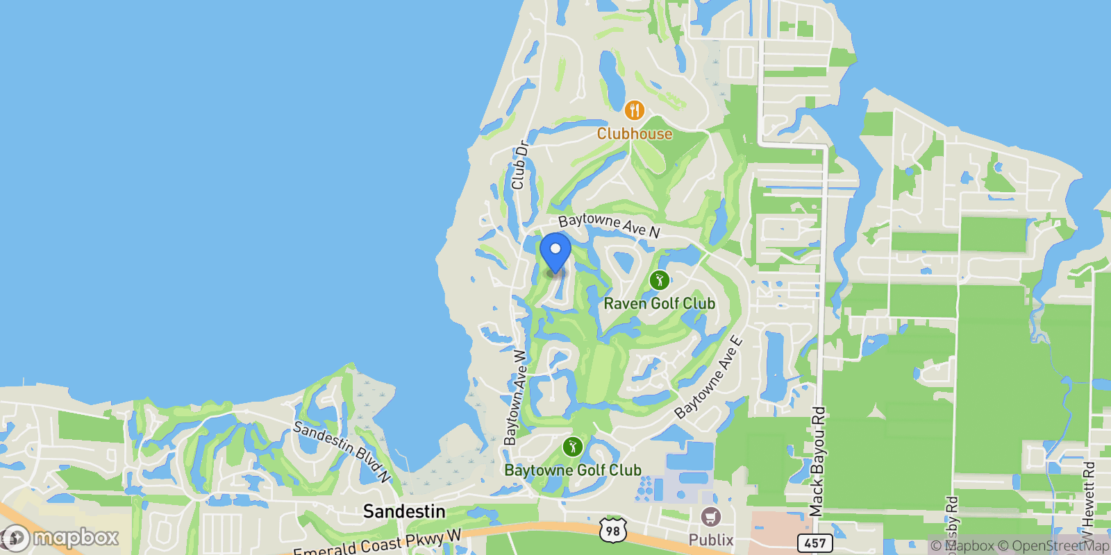 Map showing Miramar Beach, Florida, United States.