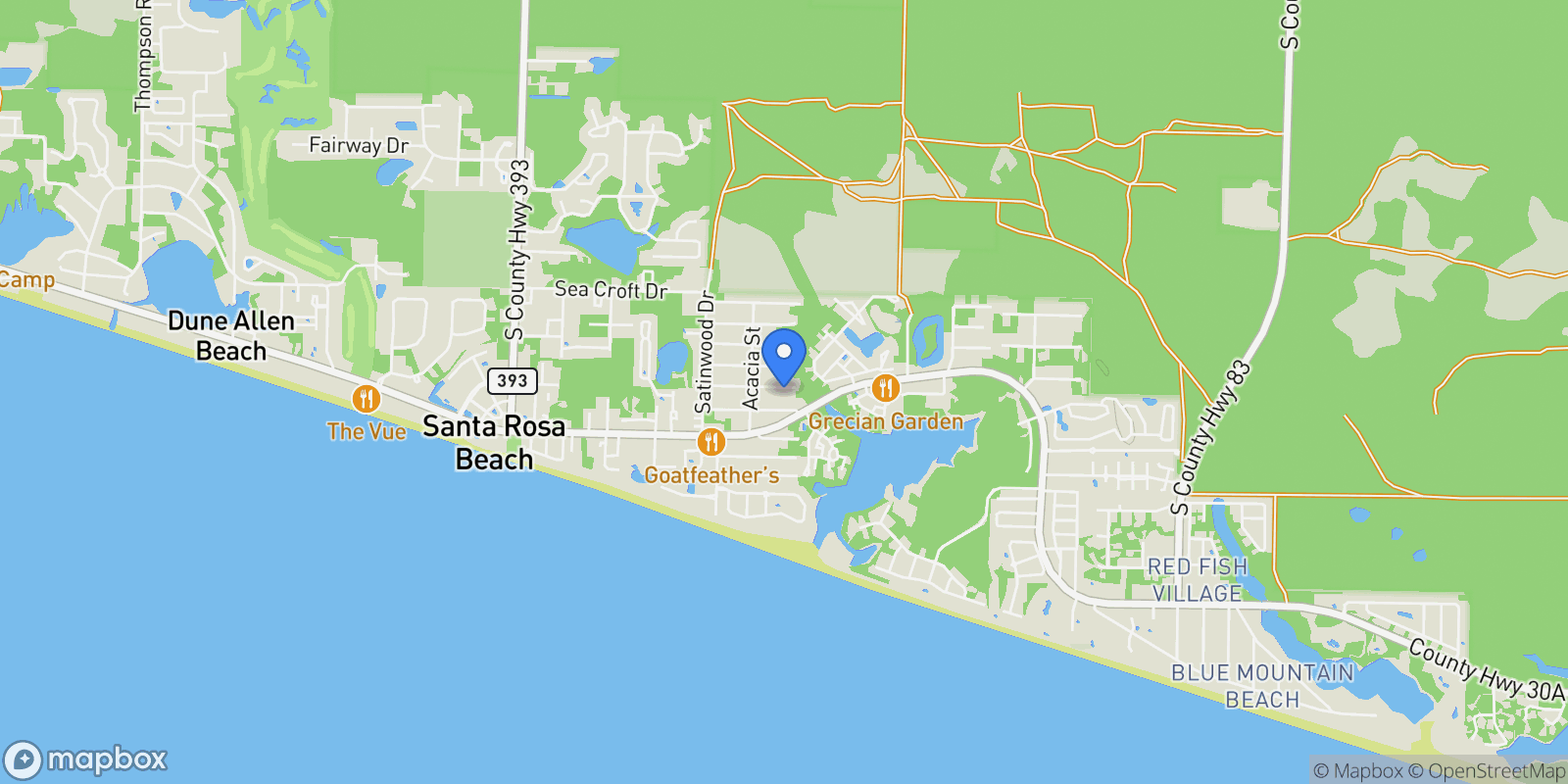 Map showing Santa Rosa Beach, Florida, United States.